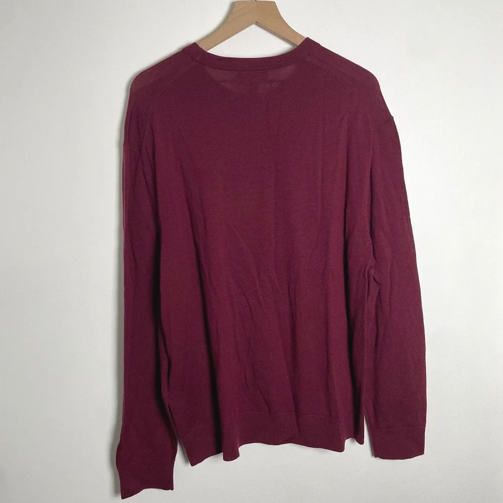 Banana Republic Sweater Men XXL Burgundy 100% Merino Wool Lightweight Classic